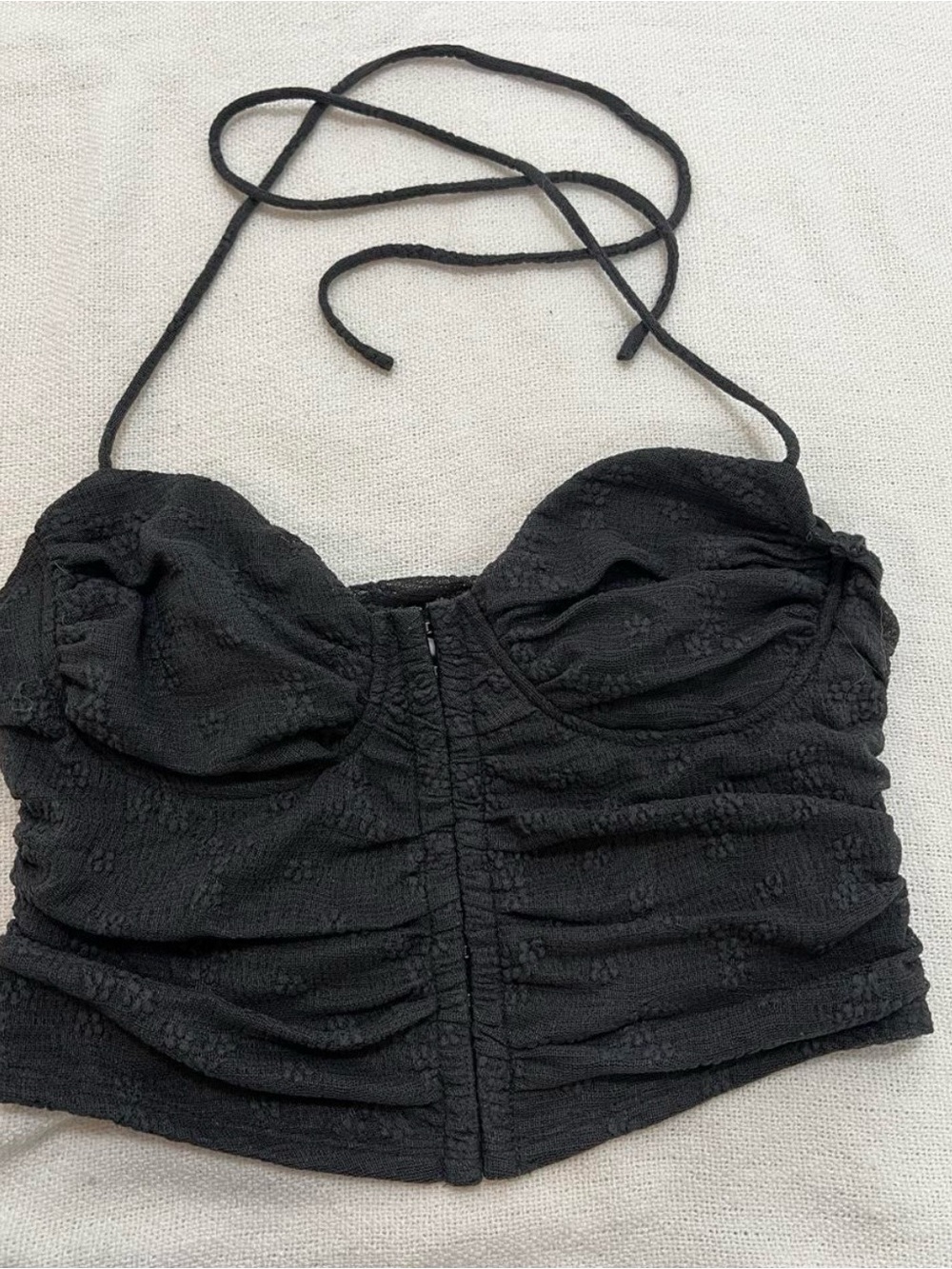 Bear Dance Black Ruched Halter Camisole